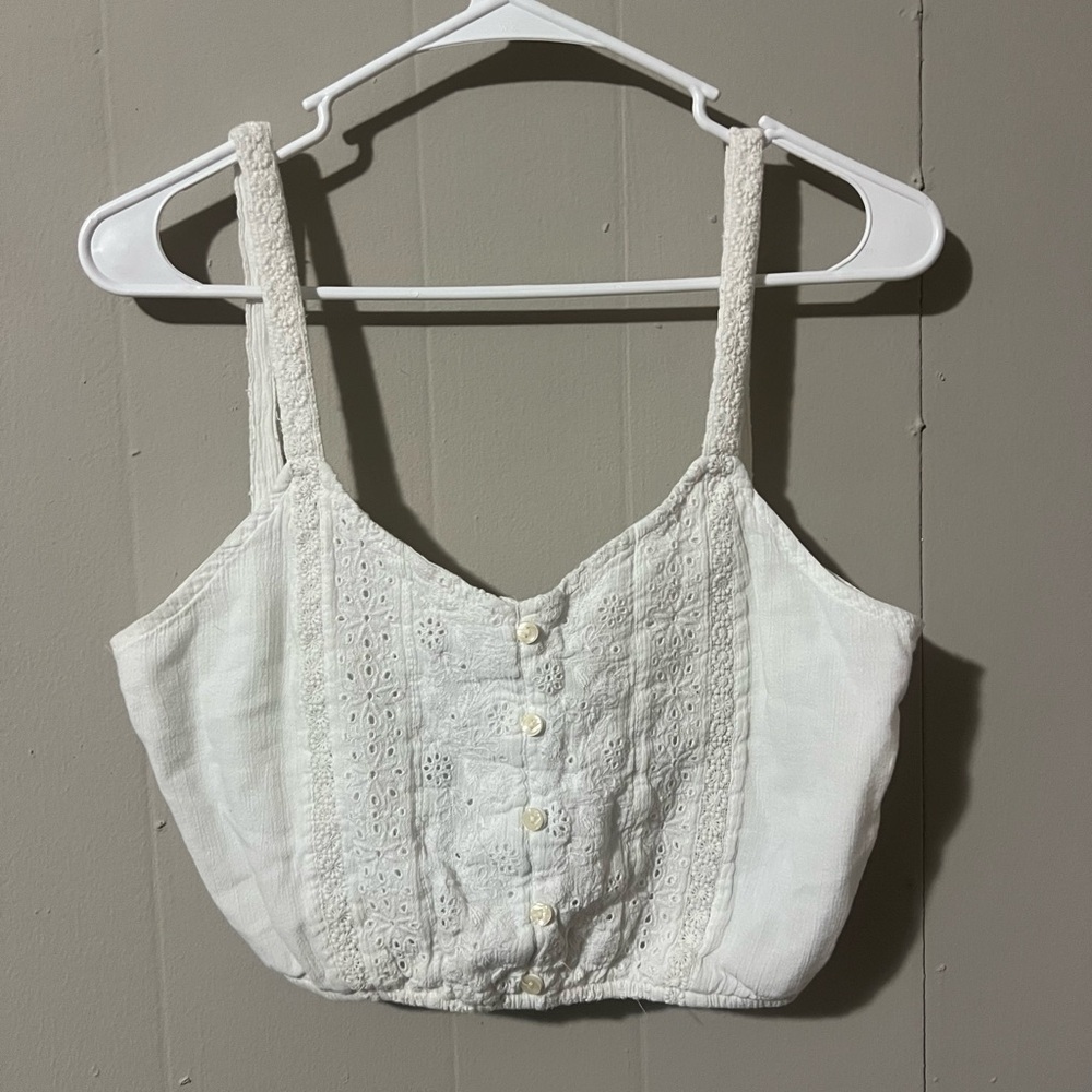 American Eagle Outfitters White Eyelet Crop Top